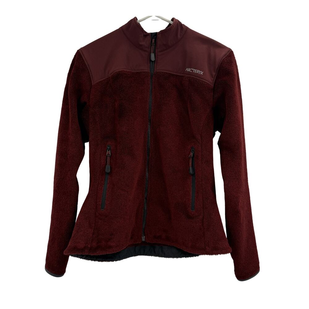 Arc'teryx Jacket Womens Medium Burgundy Fleece Full‎ Zip Outdoors Made In Canada